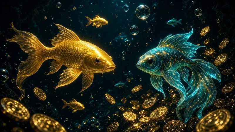 Ikan emas berenang untuk permainan memancing